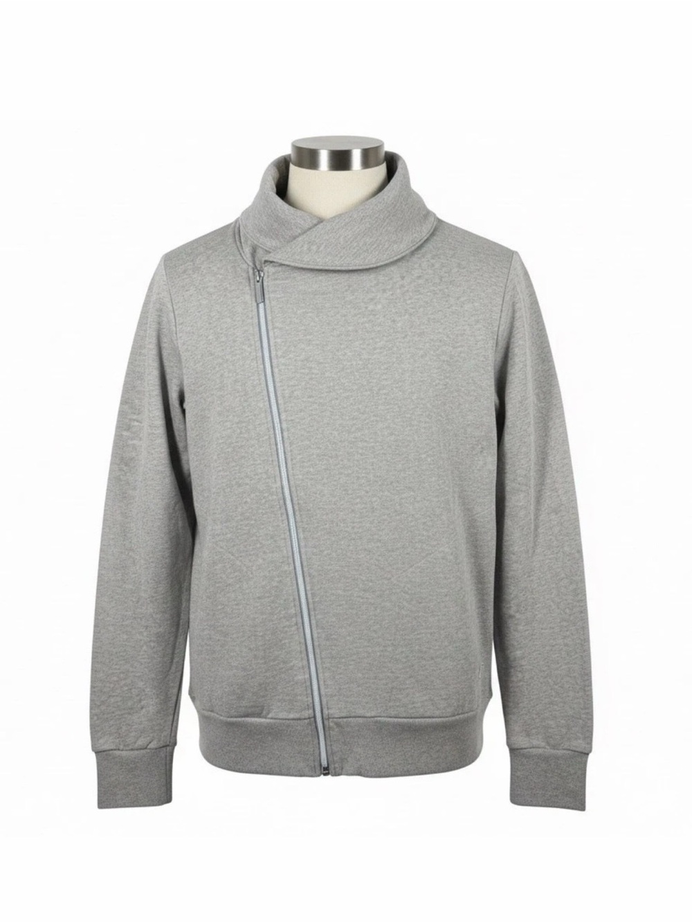 BMW Men's Light Gray Asymmetrical Zip Sweater